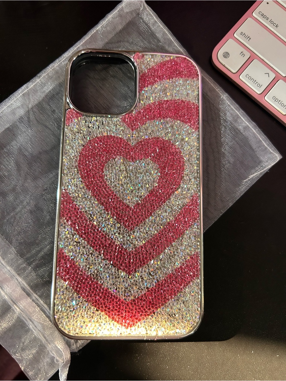 Glitter Heart Pink and Silver Phone Case - Stylish Protection